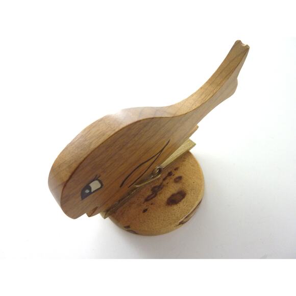Vintage Office Decor Wood Whale Note Clip Desk Cute Ocean Theme - Picture 2 of 4